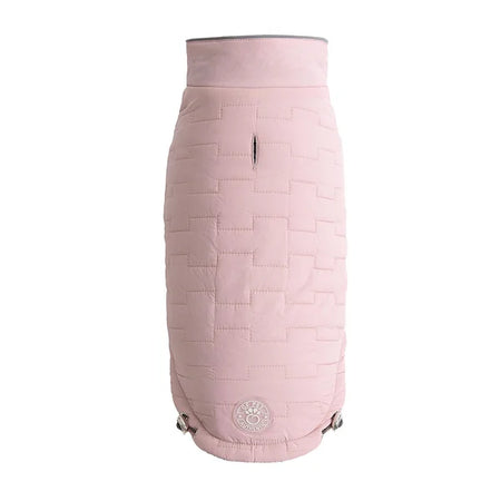 Pink quilted jacket on a white background