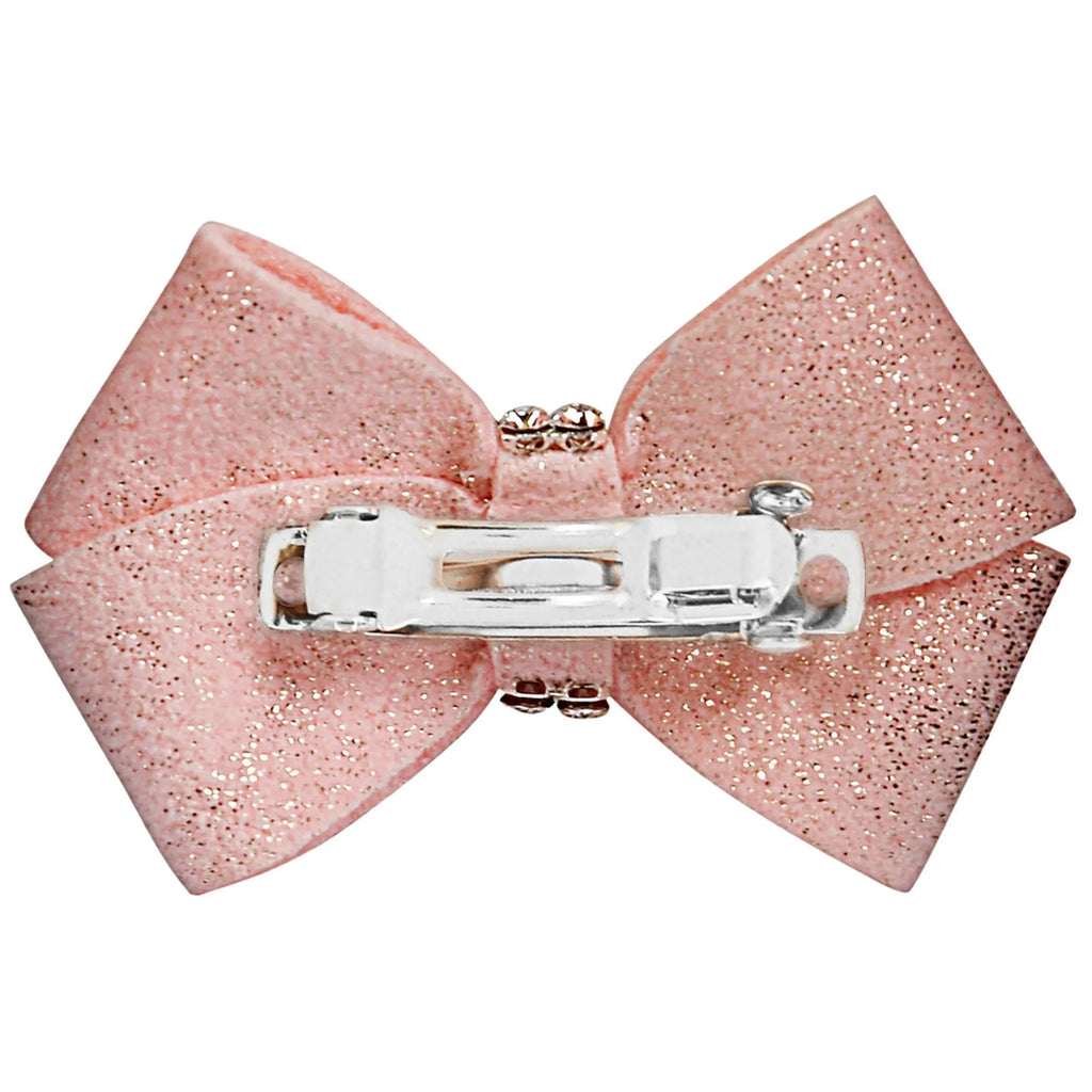 Glitzerati Nouveau Bow Hair Accessory for Dogs - Pink - Susan Lanci Designs rear
