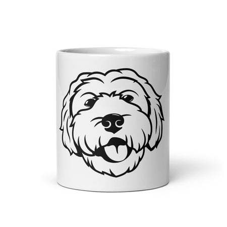 Goldendoodle Line Art Mug | Ceramic Mug in White | front view
