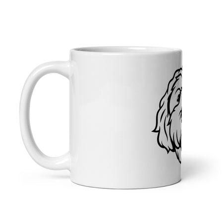 Goldendoodle Line Art Mug | Ceramic Mug in White | side view two