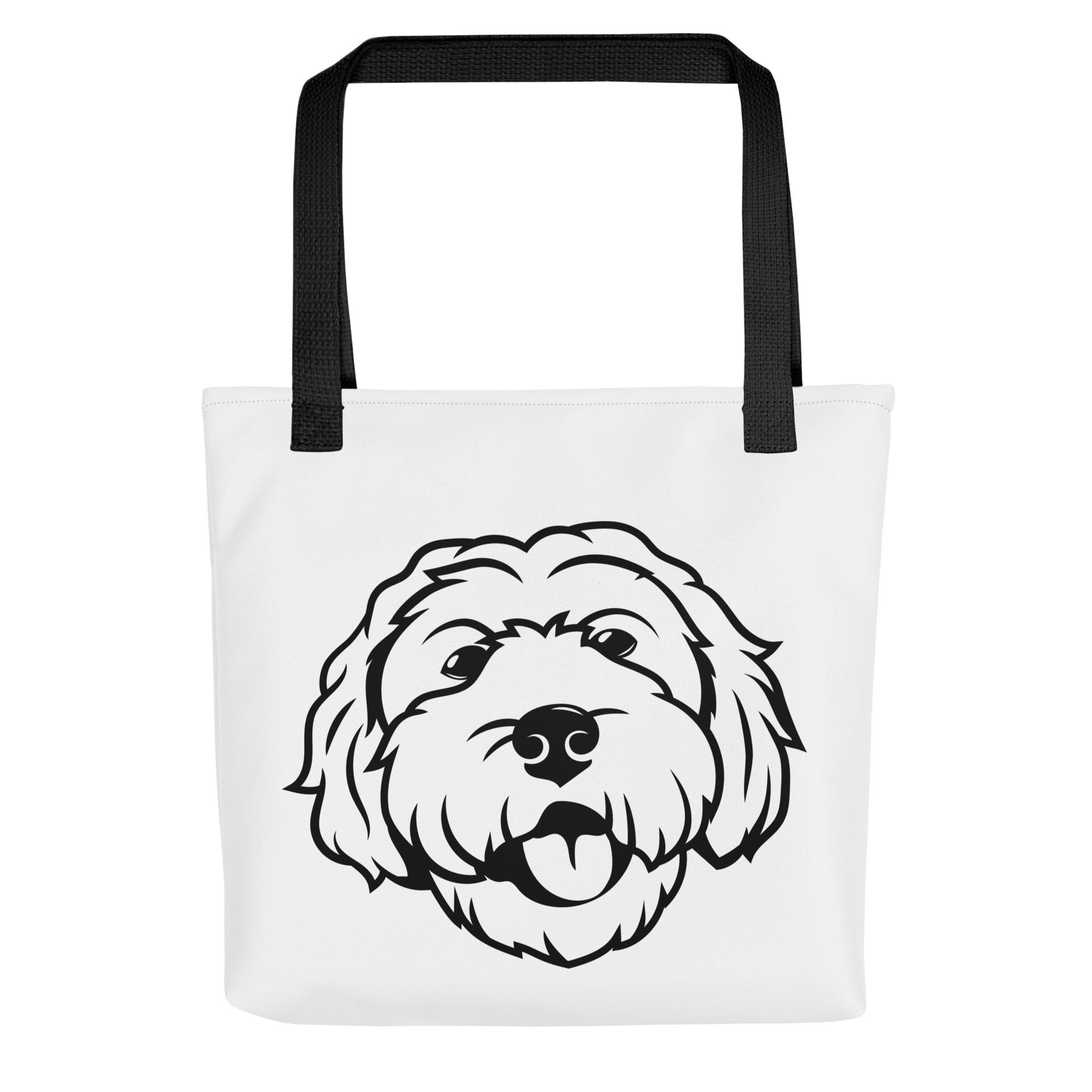 Goldendoodle Line Art Tote Bag | Black & White Canvas Tote 15 by 15