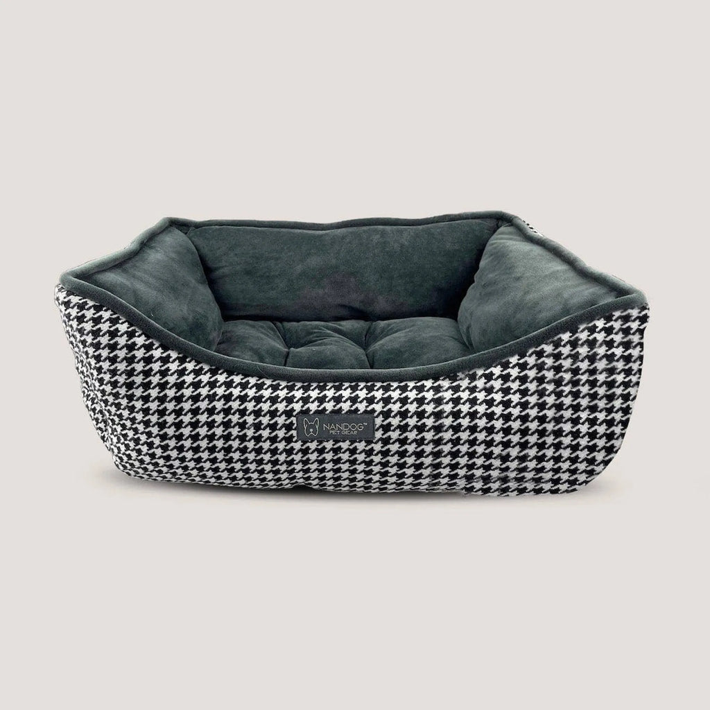 Houndstooth Micro Plush Reversible Dog Bed - NANDOG
