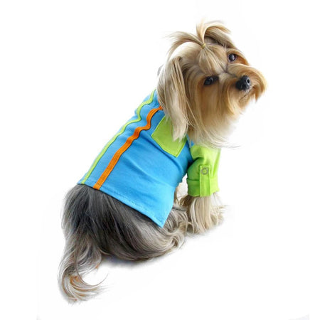 Knit Cotton Contrast Dog Shirt with Roll-Up Sleeves - Klippo Pet with dog