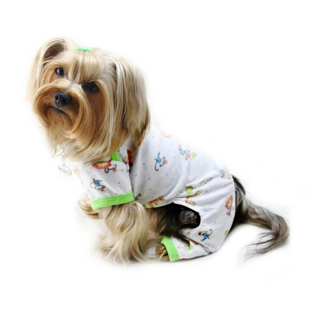 Knit Cotton Dog Pajamas Featuring Party Animals - Klippo Pet with dog