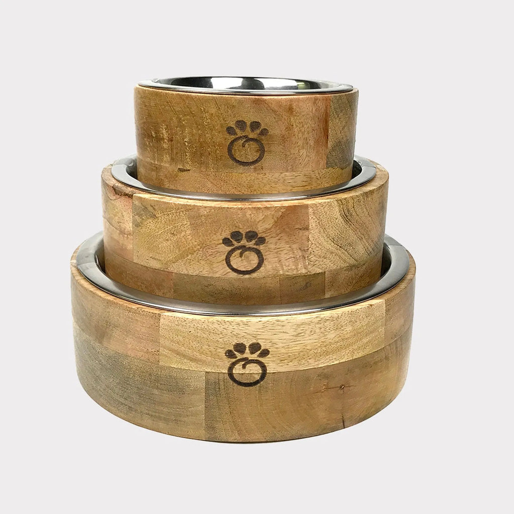 Mango Wood Single Dog Bowl - GF Pet 3 sizes