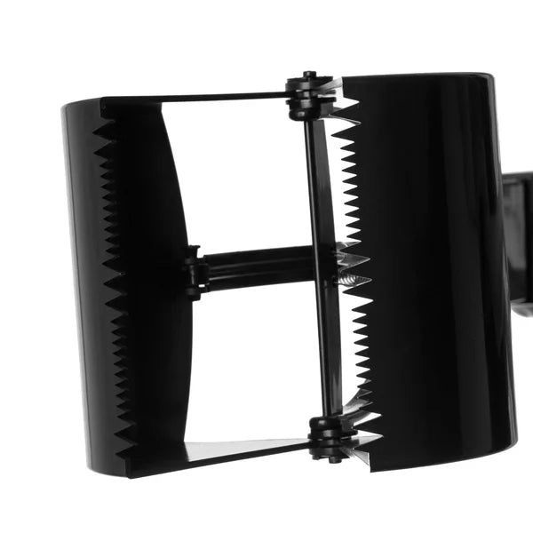 Black metal spiral slicer on a white background