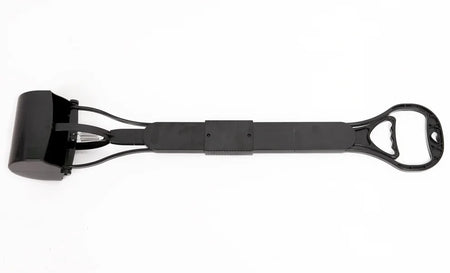 Black metal bottle opener on a white background