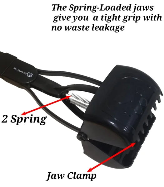 Jaw clamp with spring mechanism labeled on a white background