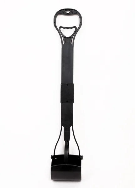 Black dog pooper scooper with bottle opener on a white background