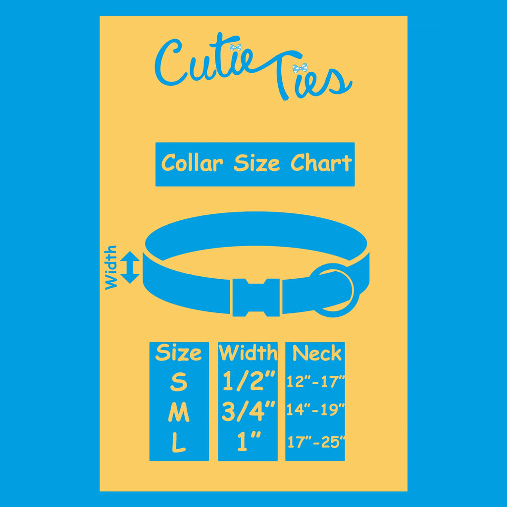 Multiple Colors Fun Design Dog Collar - Cutie Ties size chart