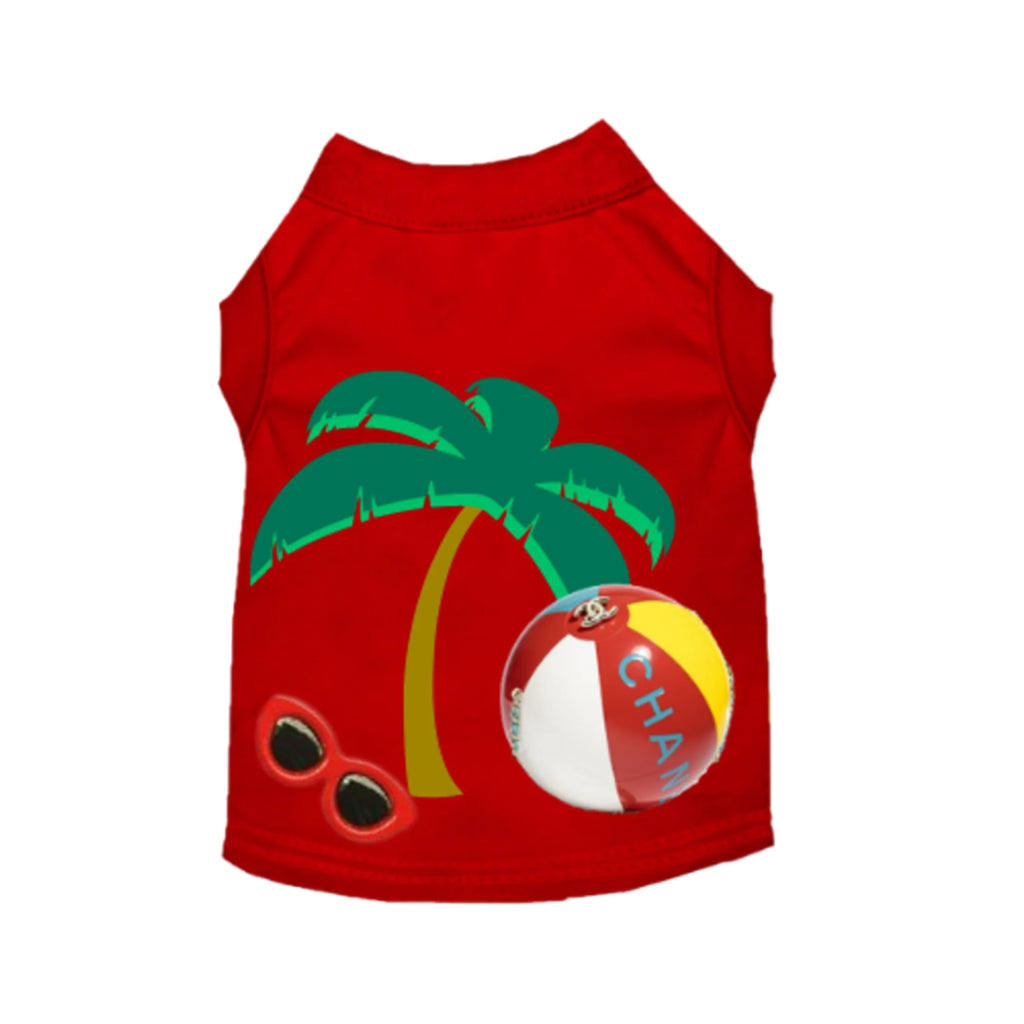 My Chewnel Summer Vacation Dog Shirt - Bark Fifth Avenue red