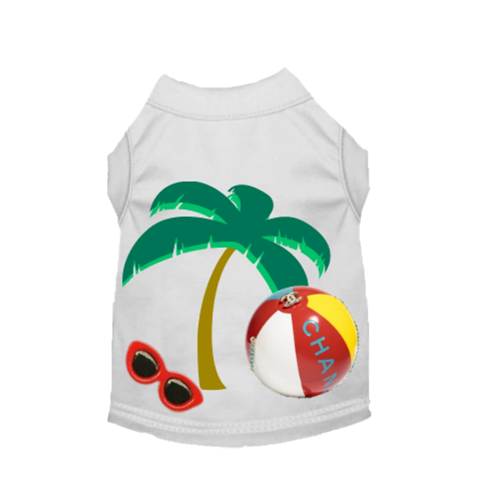 My Chewnel Summer Vacation Dog Shirt - Bark Fifth Avenue white
