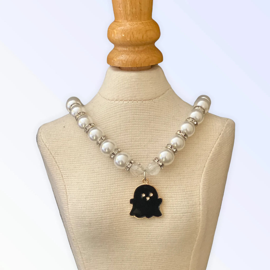 My Fa-BOO-Lous Pearl Ghost Necklace for Dogs - Bark Fifth Avenue black
