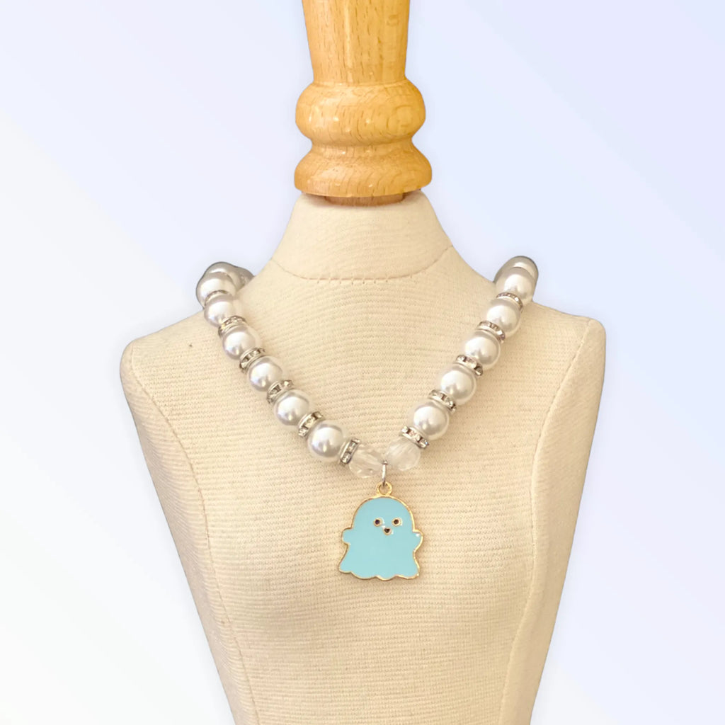 My Fa-BOO-Lous Pearl Ghost Necklace for Dogs - Bark Fifth Avenue blue