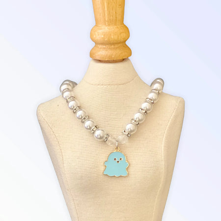 My Fa-BOO-Lous Pearl Ghost Necklace for Dogs - Bark Fifth Avenue blue
