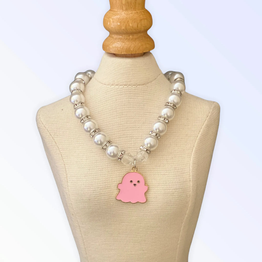 My Fa-BOO-Lous Pearl Ghost Necklace for Dogs - Bark Fifth Avenue pink