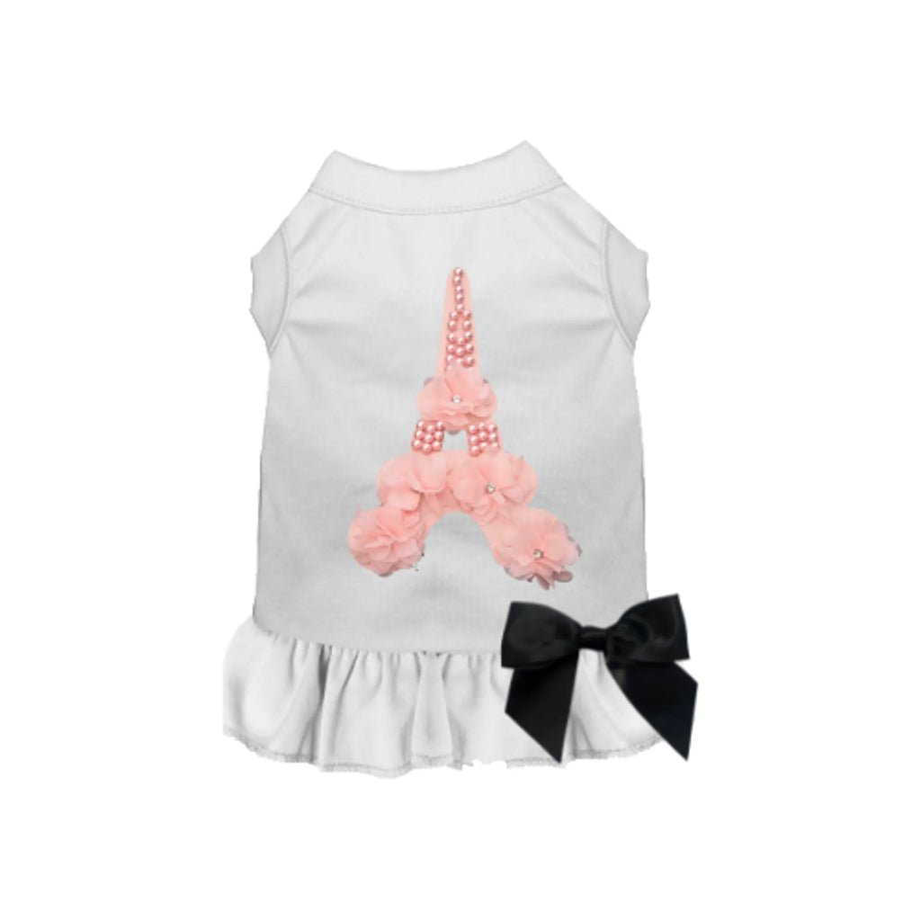Oh, Paris Pink Eiffel Tower Dog Dress - Bark Fifth Avenue white