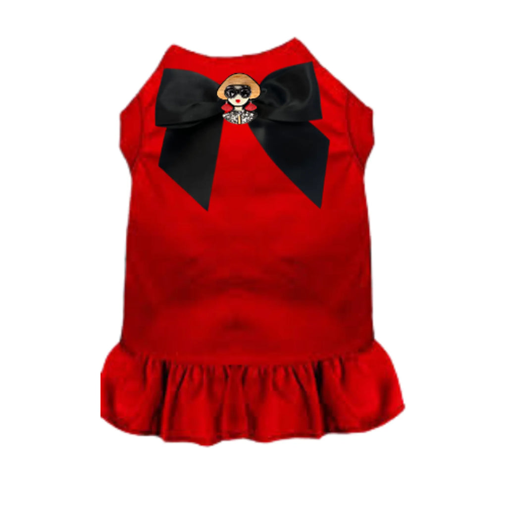 Oh So Vogue Brooch Dog Dress - Bark Fifth Avenue red
