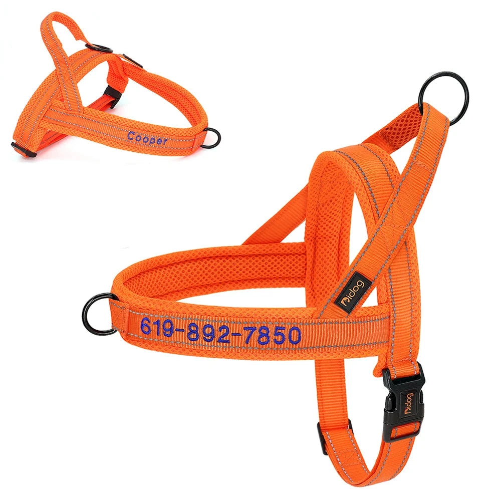 Personalized_Reflective_Nylon_Dog_Harness_orange