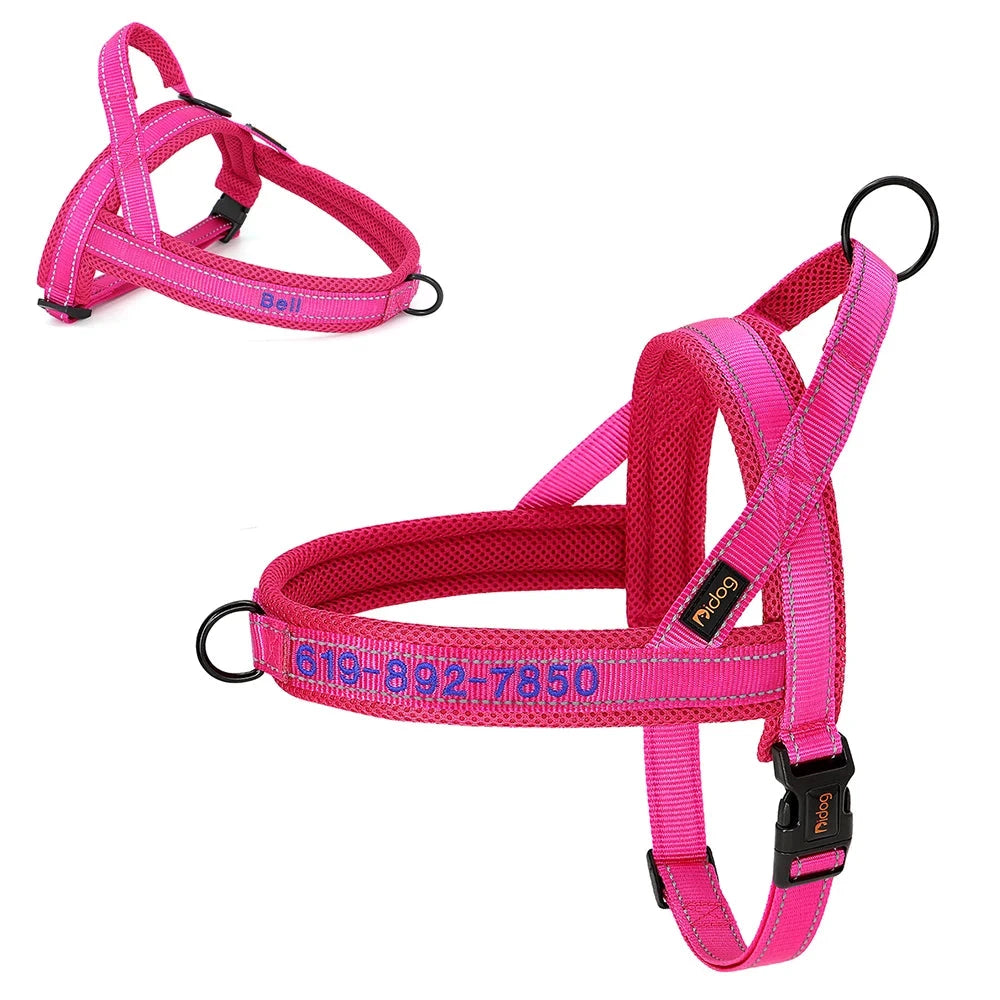 Personalized_Reflective_Nylon_Dog_Harness_pink