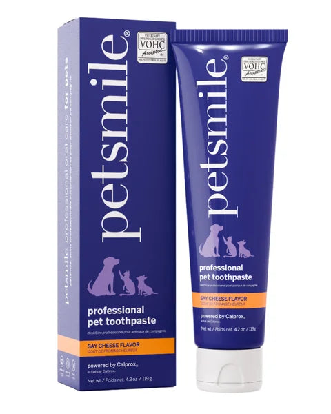 Petsmile professional pet toothpaste tube and packaging on a white background