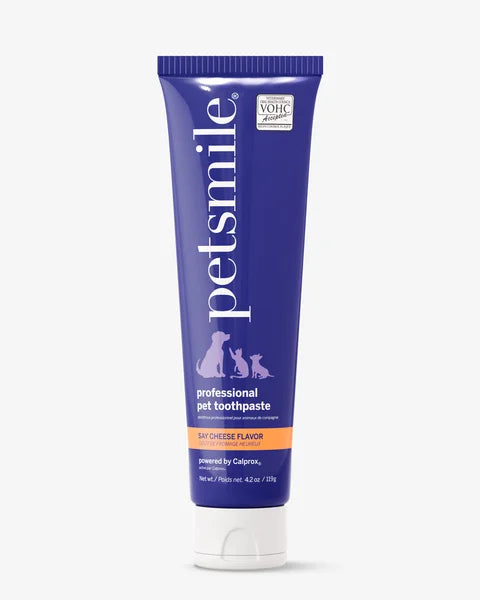 Tube of petsmile professional pet toothpaste on a white background