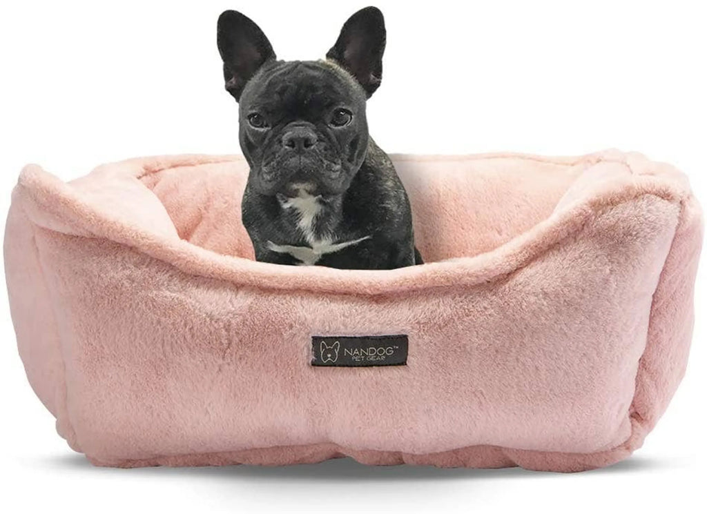 Pink Cloud Reversible Dog Bed - NANDOG with dog