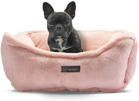 Pink Cloud Reversible Dog Bed - NANDOG with dog