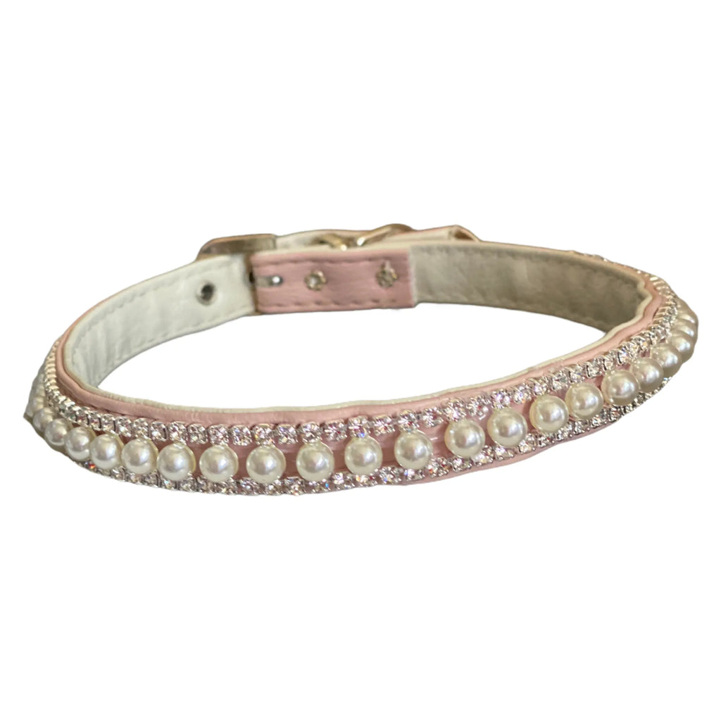 Pretty in Pink Pearl and Rhinestone Dog Collar - Bark Fifth Avenue 1