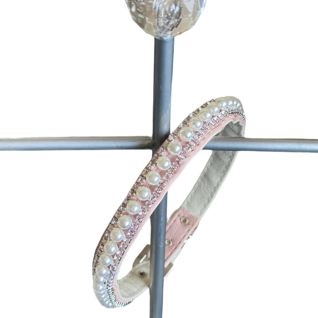 Pretty in Pink Pearl and Rhinestone Dog Collar - Bark Fifth Avenue 2