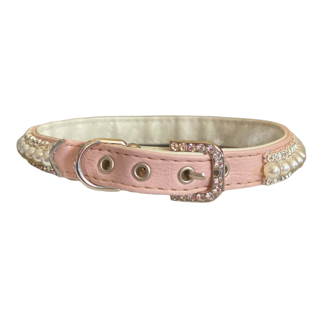 Pretty in Pink Pearl and Rhinestone Dog Collar - Bark Fifth Avenue 3