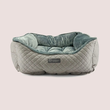 Prive Collection Quilted Vegan Leather Dog Bed - NANDOG grey