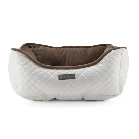 Prive Collection Quilted Vegan Leather Dog Bed - NANDOG white brown