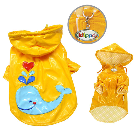 Raincoat with Cotton Lining for Dogs - Splashing Whale - Klippo Pet layout