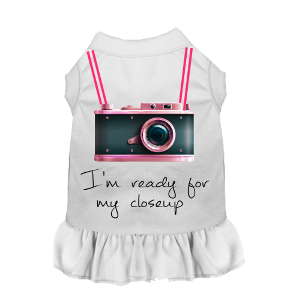 Ready For My Closeup Dog Dress - Bark Fifth Avenue white