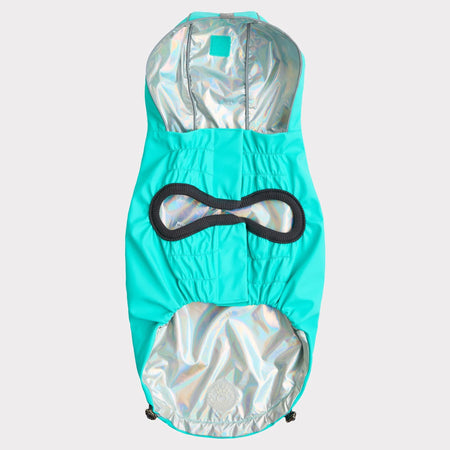 Reversible Dog Raincoat - GF Pet 2nd aqua rear