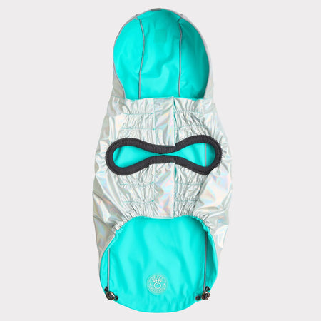 Reversible Dog Raincoat - GF Pet aqua rear