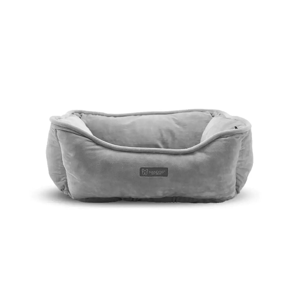 Reversible Grey Micro-Plush Fabric Dog Bed - NANDOG