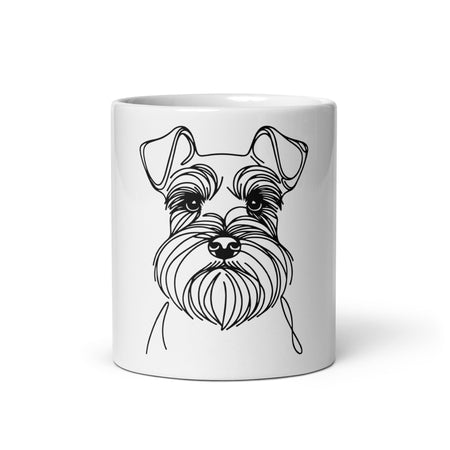 Schnauzer Line Art Mug | Ceramic Mug in White | front view