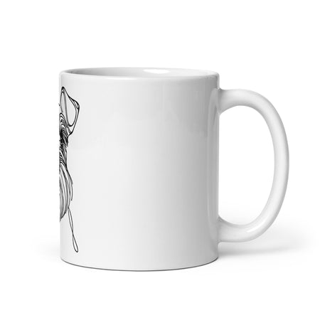 Schnauzer Line Art Mug | Ceramic Mug in White | side view one