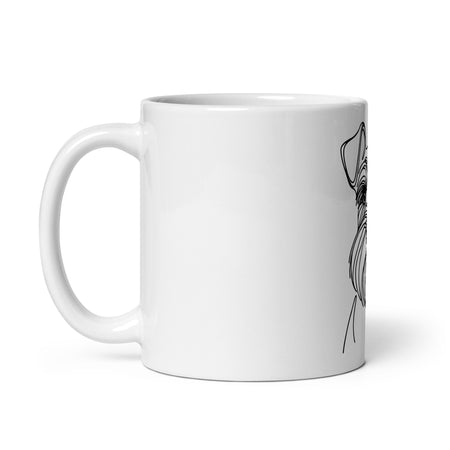Schnauzer Line Art Mug | Ceramic Mug in White | side view two