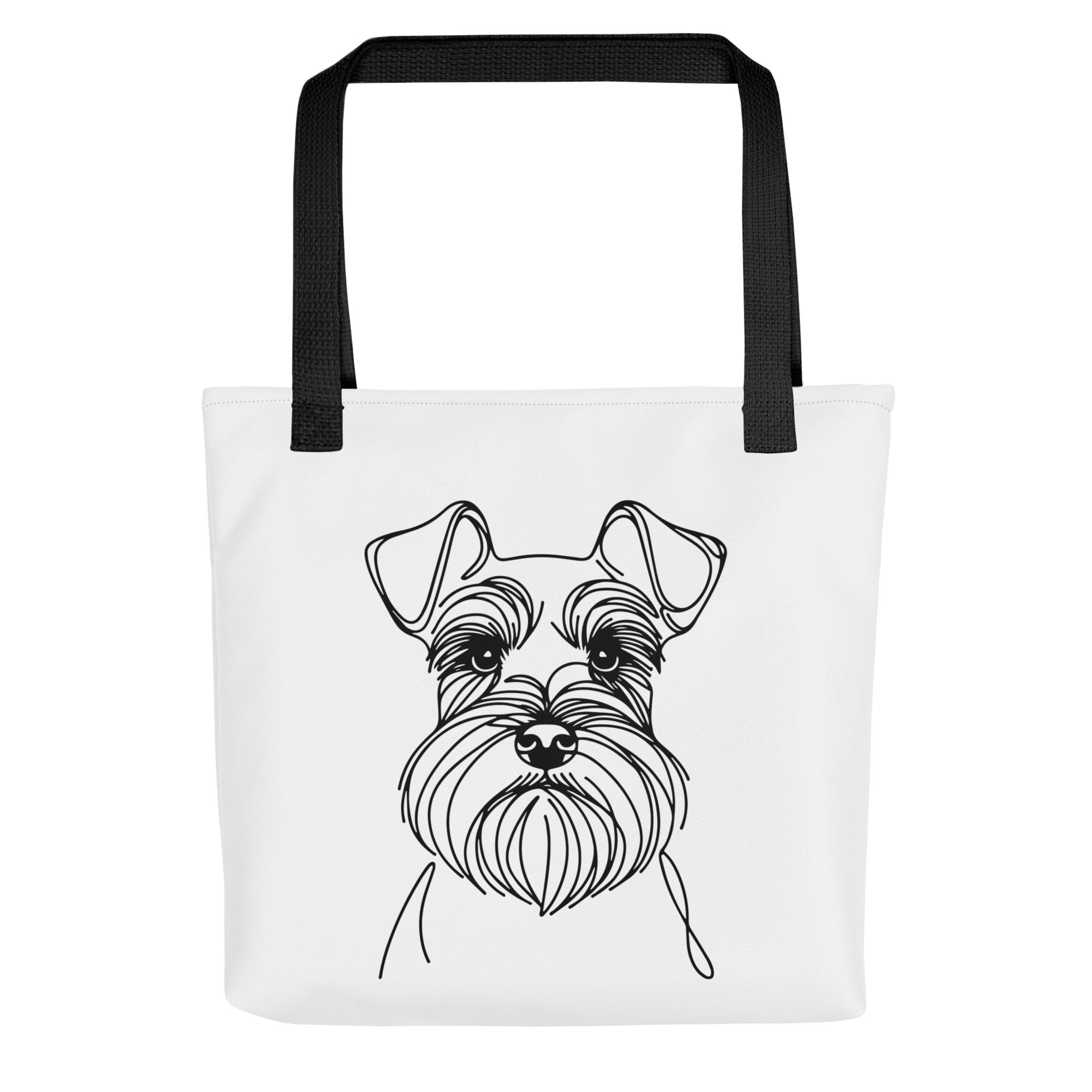 Schnauzer Line Art Tote Bag | Black & White Canvas Tote 15 by 15