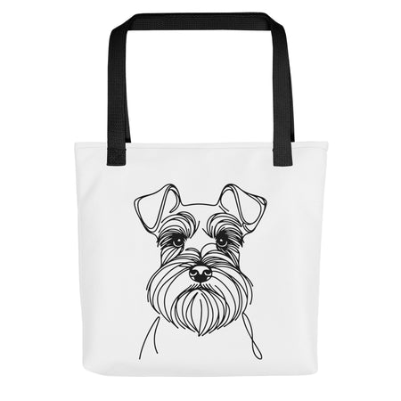 Schnauzer Line Art Tote Bag | Black & White Canvas Tote 15 by 15
