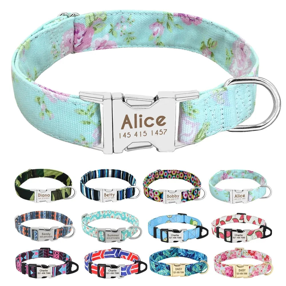 Personalized Printed Nylon Dog Collar - Custom Engraved ID for Small, Medium, and Large Dogs - Dog Store Online