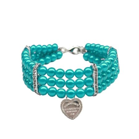 Sniffany Three-Row Teal Pearl Dog Necklace - Bark Fifth Avenue