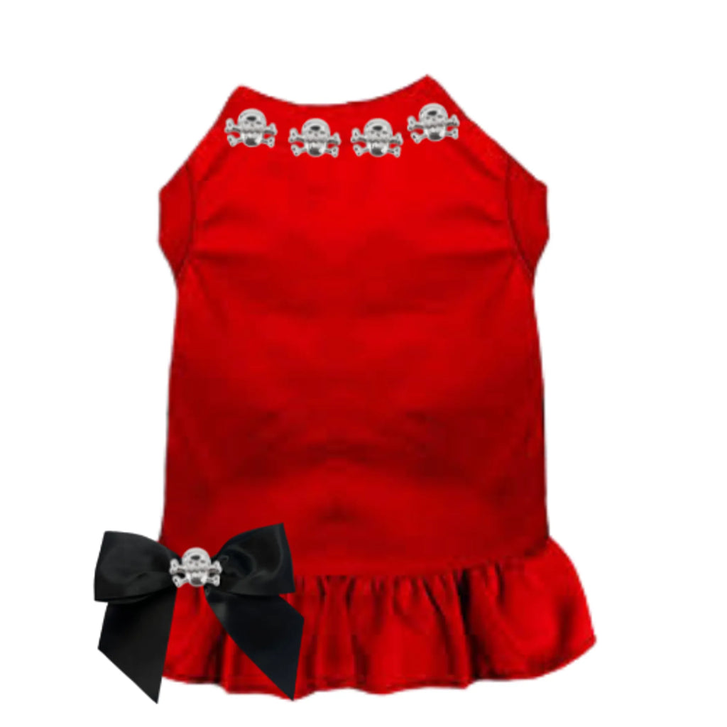 Studded Skull Collar Dress for Dogs - Bark Fifth Avenue red
