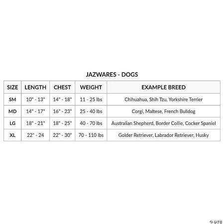 The Costume Emporium Size Chart