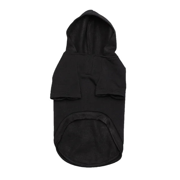 Black pet hoodie on a white background