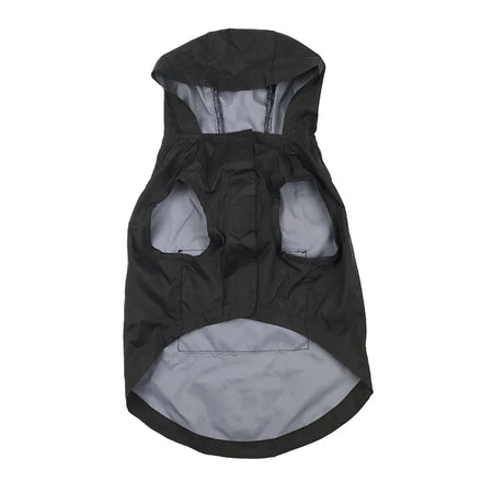 Black raincoat with a hood on a white background