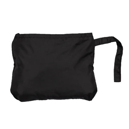 Black pouch with a strap on a white background